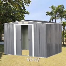 Metal Garden Shed Apex Roof 10x8ft Storage House Tool Sheds With Free Foundation