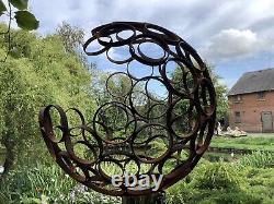 Metal Rusty Garden Art Moderne Décoratif Sphère Ouverte Ornament Balle En Acier