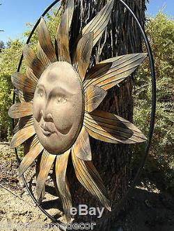 Métal Sun Mur Décor Rustique Fleur Jardin Art Intérieur Sculpture Patio Extérieur