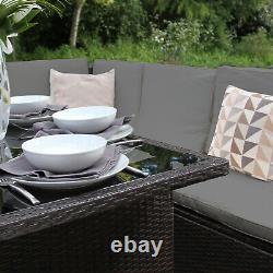 Meubles De Jardin En Rotin Coin Extérieur Sofa Set De Table À Manger Couverture Libre Patio