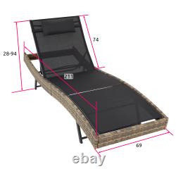 Mobilier de jardin - Transat en rotin, lit de jour pour terrasse, chaise longue en métal pour l'extérieur