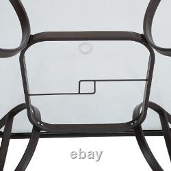 Mobilier de jardin pour bistro : table en verre et chaises empilables avec cadre en métal pour intérieur/extérieur.