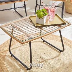 Neo Garden Meubles Wicker Bamboo Style Cane Chaise Table Rattan Coussin 4 Pièce