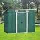 Nouveau 8 X 4 Garden Shed Metal Pent Roof Outdoor Tool Storage Avec Free Base Green