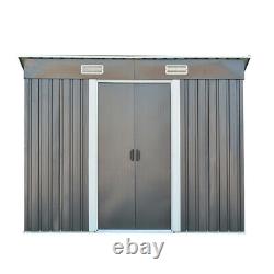 Nouveau 8ft X 4ft Garden Metal Storage Shed Pent Roof Outdoor With Free Base