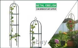 Nouvel obélisque métallique de jardin extérieur de 1,9 mètre pour soutenir les plantes grimpantes