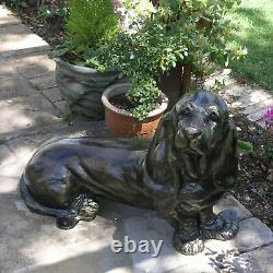 Ornement de jardin en métal bronze pour chien Bassett Hound