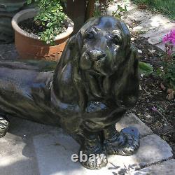 Ornement de jardin en métal bronze pour chien Bassett Hound