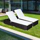 Outsunny 2 Pcs Rattan Garden Furniture Set Recliner Bed Patio Sun Lounkers