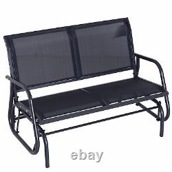 Outsunny 2 Personne Patio Glider Bench Swing Chair Garden Mesh Rocker Steel Black