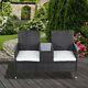 Outsunny 2 Seater Rattan Chaise Jardin Meubles Patio Love Siège Avec Table Brown