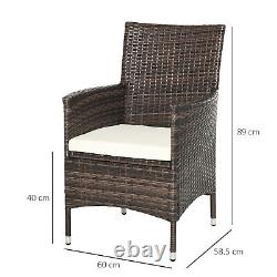 Outsunny 2PC Ensemble de chaises de jardin en rotin extérieur et en osier pour salle à manger, couleur brun.