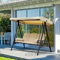 Outsunny 3 Seater Swing Chair Outdoor Metal Bench Garden Hammock Canopy Lounger