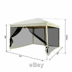 Outsunny 3 X 3m Gazebo Canopy Pop Up Tente Mesh Écran Jardin Extérieur Ombre Mesh