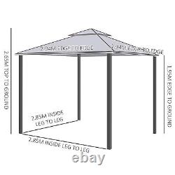 Outsunny 3 x 3 m Gazebo de jardin en métal avec toit à deux niveaux pour fête en gris