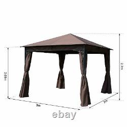 Outsunny 3m X 3m Garden Metal Gazebo Marquee Party Tente Canopy Shelter Pavilion