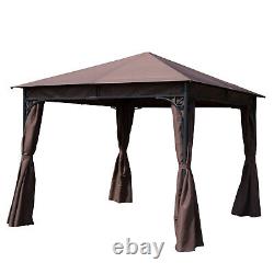 Outsunny 3m x 3m Jardin Métal Gazebo Tente de Fête Pavillon Abri Canopée