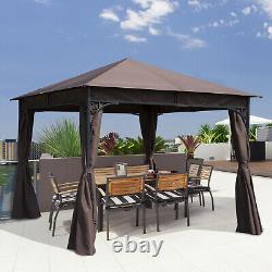 Outsunny 3m x 3m Jardin Métal Gazebo Tente de Fête Pavillon Abri Canopée