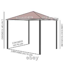 Outsunny 3m x 3m Jardin Métal Gazebo Tente de Fête Pavillon Abri Canopée