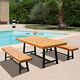 Outsunny 3pc Garden Wood Dining Set Outdoor Picnic Table Bench Chair Camping Bbq
