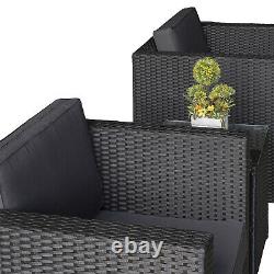 Outsunny 3pc Patio Bistro Set 2 Seater Rattan Sofa Table Garden Furniture Wicker