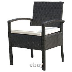 Outsunny 3pc Rattan Table Chair Garden Bistro Set Mobilier Extérieur Dinning Seat