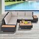 Outsunny 4pc Rattan Sofa Set Garden Furniture Coffee Table Chairs Conservatory