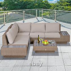 Outsunny 4pc Sectional Rattan Sofa Set Garden Furniture Patio Chaise Basse