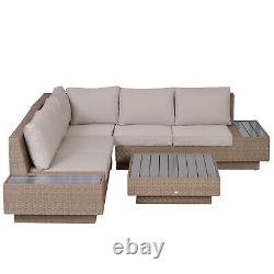 Outsunny 4pc Sectional Rattan Sofa Set Garden Furniture Patio Chaise Basse
