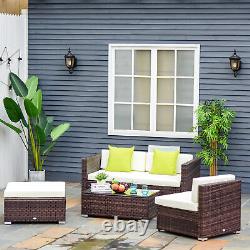 Outsunny 5 Pièces Rattan Canapé Set Wicker Sectional Coussin Patio Brown Garden