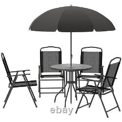 Outsunny 6pc Ensemble De Restaurants De Jardin Meubles D'extérieur Chaises Pliantes Table Parasol