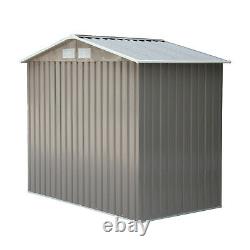 Outsunny 7 X 4ft Outdoor Storage Garden Shed With2 Door Galvanised Metal Grey