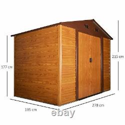 Outsunny 9 X 6ft Garden Shed Wood Effect Tool Storage Sliding Door Wood Grain