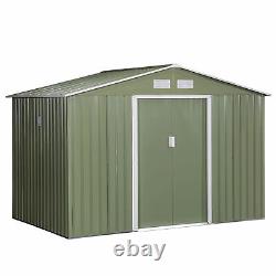 Outsunny 9x6ft Outdoor Storage Garden Shed With2 Door Galvanised Metal Light Green