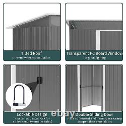 Outsunny Garden Shed Outdoor Storage Tool Organizer Avec Double Porte Coulissante Gris