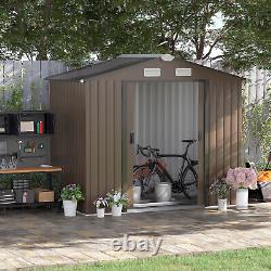 Outsunny Garden Shed Storage Unit Withlocking Door Floor Foundation Vent Brown