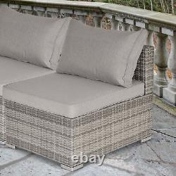 Outsunny Outdoor Garden Furniture Rattan Canapé Simple Moyen Avec Coussins Gris