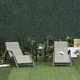 Outsunny Patio Textilene 3 Pieces Chaise Longue Ensemble Jardin Inclinable Avec Table Grey