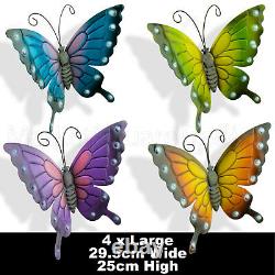 Papillons X 4 Coloré Extérieur Grand Métal Papillon Jardin Mural Art Décoré