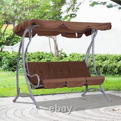 Patio Garden Swing Chair Metal Swinging Hammock Cushioned Banquet Seat 3 Seater