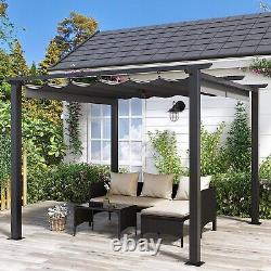 Pergola de jardin en métal gris pour patio extérieur avec toit rétractable et mobilier de gazebo