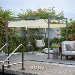 Pergola en acier BIRCHTREE avec auvent rétractable en PE pour jardin ombragé en extérieur de 3x2M