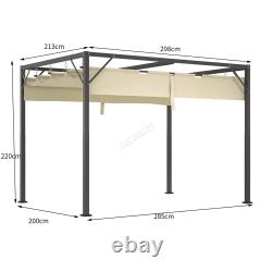 Pergola en acier BIRCHTREE avec auvent rétractable en PE pour jardin ombragé en extérieur de 3x2M