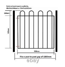 Portail de jardin en fer forgé galvanisé avec arche de 1000mm de largeur x 950mm de hauteur