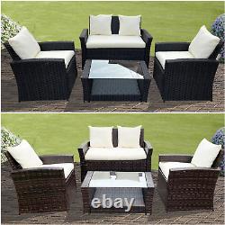 Rattan Garden Furniture Conservatory Sofa Set 4 Seat Table Chair Fauteuil Patio