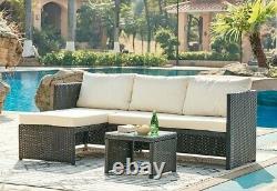 Rattan Garden Furniture Corner Sofa Set Grey Brown Black Patio Outdoor Lounge