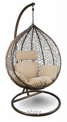 Rattan Garden Suspension Egg Chaise Egg Swing Chaise Relaxing Patio Hammock W Coussin