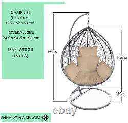 Rattan Garden Suspension Hamac Egg Chaise Egg Swing Chaise Relaxing Patio W Coussin