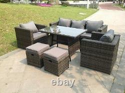 Rattan Lounge Conservatory Outdoor Garden Furniture Dining Set Corner Sofa Table