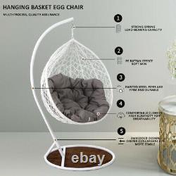 Rattan Swing Egg Chair Garden Patio Intérieur Extérieur Suspendu Wicker Chair Coussin